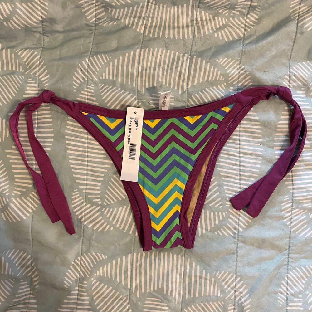 Cosabella Mare Studio 54 Brazilian String Bikini Bottom Chevron Zigzag  M NWT